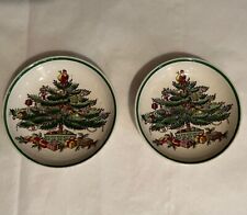 LOT (2) Vintage Mini Small Copeland Spode England Christmas Tree Plates Tiny picture