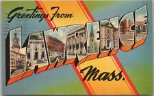 LAWRENCE, MASSACHUSETTS Large Letter Postcard - TICHNOR Linen / 1955 Cancel picture