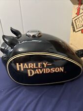 Harley Davidson Large HOG Piggy Bank Gas Tank Gold Cap Black Logo 2002 picture