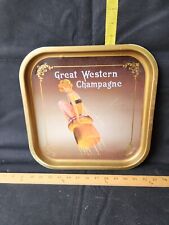 Vintage Great Western Champagne Advertising Tray Wall Sign  picture