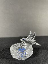 Vintage Spun Glass Bird Nest Blue Eggs Figurine picture