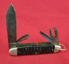 Vintage IKCO Imperial 4 Blade Multi Tool Black Handled Scout Pocket Knife picture