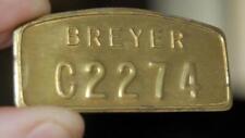 VINTAGE BREYER COMPANY #C2274 PROPERTY BRASS IDENTIFICATION TAG SIGN picture