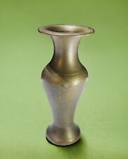 Vintage  Solid Brass  Gold Colored Bud Vase With Green Patina 3.75 Inches Tall. picture