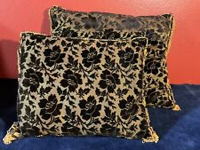 Antique Silk Velvet Pillows In Black And Gold  picture