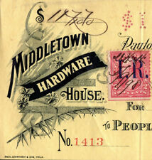 Middletown Hardware House Delaware 1898 Check Antique Document Revenue Stamp picture