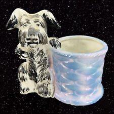 Vintage Whimsical Ceramic Dog Planter Vase With Blue Luster Made In Japan VTG picture