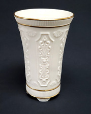 Lenox Versailles Embossed Footed Vase Ivory with Gold Trim 8 3/4