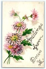 c1950's Greetings From Dows Flower Glitters Iowa Correspondence Vintage Postcard picture
