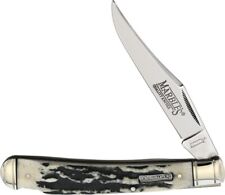 Marbles Black Stag Bone Large Lockback Pocket Knife Folder Blade MR474 9 1/2