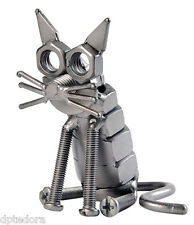 Cat Hand Crafted Recycled Metal Art Sculpture Figurine   picture