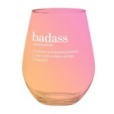 Jumbo Stemless Wine Glass Badass Size 4in x 5.7in H / 30 oz Pack of 6 picture