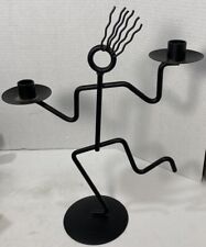 Vintage 80s Danish Post Modern Metal Running Man Scardy Candle Holder-16 X12” picture