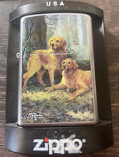 New - Linda Picken's Collection Two Golden Retrievers Zippo Lighter - 2008 picture