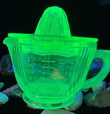 Vintage Green Uranium Vaseline Depression Glass 2 Cup Measuring Juicer Reamer picture