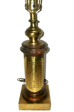 MCM FREDERICK COOPER LAMP RUSTIC WOOD BRASS FRENCH PERPETUAL CALENDAR ZODIAC picture