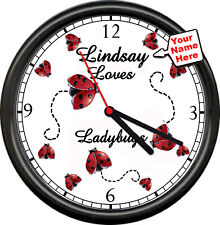 Lady Bug Ladybug Bug Personalized Your Name Summer Insect Garden Sign Wall Clock picture