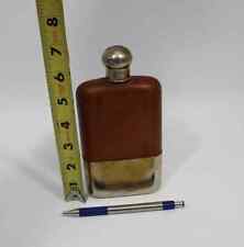 Vintage Flask - Glass, Metal, and Leather - 8oz - 6