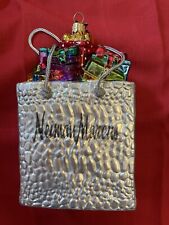 Neiman Marcus 2012 Limited edition Silver Shopping Bag Ornament Glass Poland Htf picture