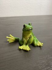 Vintage Miniature Green Ceramic Sitting Frog Figurine Statue Santa Barbra picture