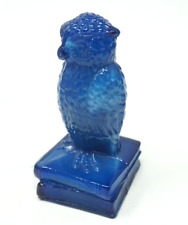 Vintage Degenhart Blue White Marble Glass Wise Owl 3.5