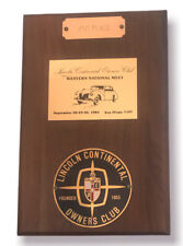 1984 LINCOLN CONTINENTAL OWNER'S CLUB  2nd Place Award Plaque San Diego, CA picture