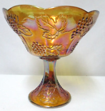 Indian Glass Marigold Vintage Glass pedestal Bowl 1960's compote fruit grapes picture