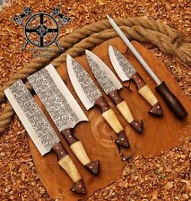 Custom Hand made Fixed Blade D2 Steel Hunting Kitchen Chef Set With Sheath picture