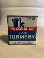 1960s McCormick SPICE TIN Ground Turmeric 1.5 OZ Half Full picture
