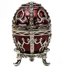 Red and Silver Faberge Egg Replica Trinket Box, Easter Gift, 6.5 cm picture