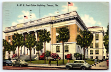 Tampa FL-Florida, U.S. Post Office Building, Cars, Antique Vintage 1949 Postcard picture