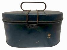 Vintage Handy Oval Lunch Box, Patent No. 1737249 1930's Lunch Box, Blue Color picture