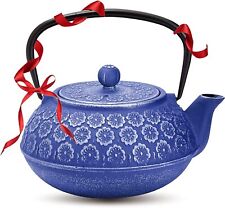 Japanese Cast Iron Tea Kettle Blue Pot with Stainless Steel Infuser 32 Oz / 1L picture
