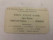 1907 First State Bank of Agra Kansas Solicitation Card picture