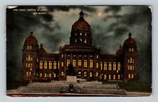 Des Moines IA-Iowa, State Capital at Night, c1915 Vintage Souvenir Postcard picture
