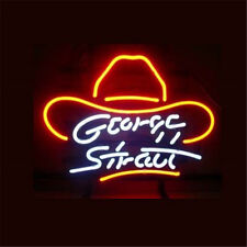New George Strait Country Music Hat Neon Sign Light Handcraft Real Glass 19