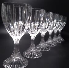 6 Mikasa PARK LANE Clear Crystal Wine Glasses Goblets Vertical Cuts Ribbed Stem picture