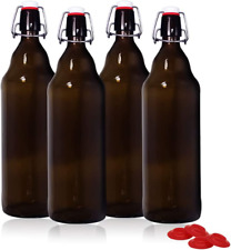 YEBODA 32 oz Amber Glass Beer Bottles for Home Brewing with Flip Caps, Case of 4 picture