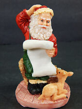 VTG BRINNCO RESIN FIGURE SANTA CHECKING HIS LIST DEER & TOYS CHRISTMAS HOLIDAY picture