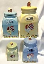 Vintage Russ Berrie & Co 4 Ceramic Farm Country Canister Set With Rooster picture