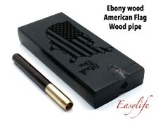  Ebony Wood Dugout Stash Box with Brass and Ebony Wood One Hitter Pipe US SELLER picture