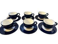 Vintage Italian Pagnossin Trevino Blue Coffee Cups and Saucers - Set of 6 picture