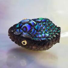 Snake Head Bead Carved Abalone Mother-of-Pearl & Pinna Shell Blue Sapphire 3.69g picture