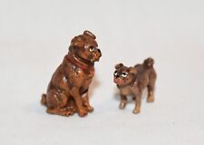 Vienna Bronze Miniature Tiny Bermann Pug Dogs Brown x2 picture