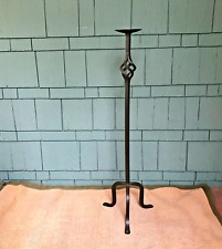 Vtg Large Twisted Brown Wrought Iron Free Standing Candle Holder 35