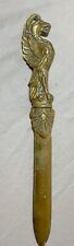 large antique Victorian figural solid brass griffin desk writing letter opener . picture