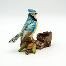 Vtg Country Store Products Candle Holder Blue Jay On Stump Ceramic Figure Japan picture