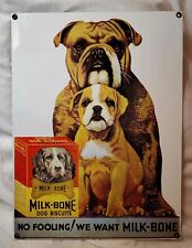 RETRO MILK-BONE BRAND DOG TREATS BULLDOG VINTAGE METAL ADVERTISING SIGN WALL ART picture