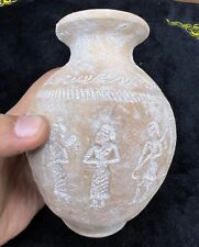 Extremely Amazing Old Bactrian Greek Roman Engraved Story Intaglio Clay Vags picture