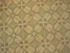 ANTIQUE BEIGE HAND CROCHETED TABLECLOTH with PINWHEEL & FLOWER BORDER 68